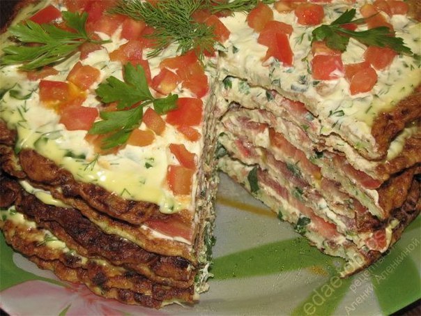 Кабачково-куриный ПП-тортик